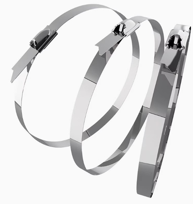 7.9 * 600mm Kendini kilitleyen Kablo Kravatı 304 316 Paslanmaz Çelik Endüstriyel Sınıf Metal Zip Kravatları